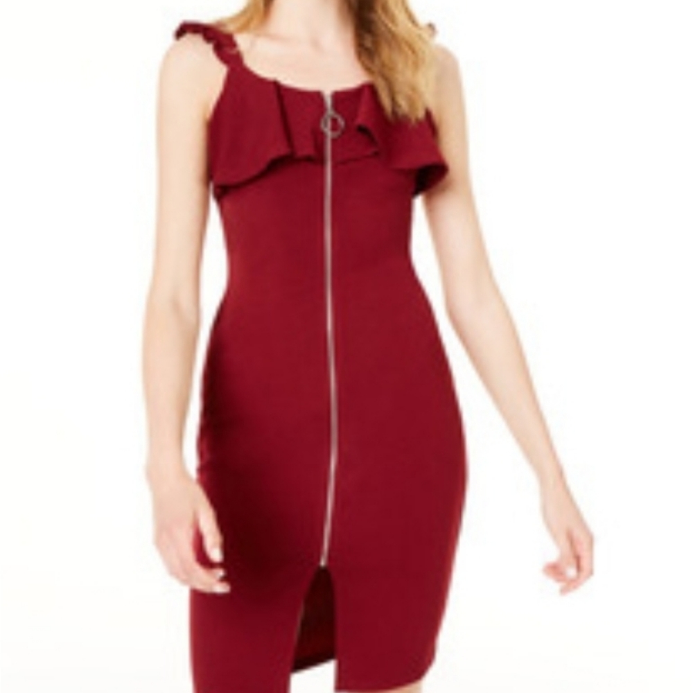 Crave Fame Zip front ruffle dress